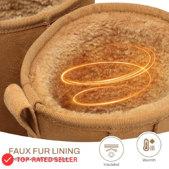 Suede Fur Lined Platform Snow Boots Waterproof Anti-Slip Winter Ankle Boots - Picture 6 of 8